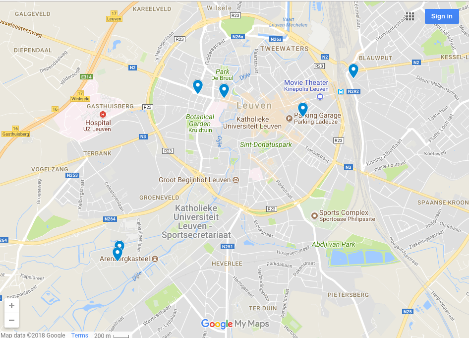 Map of hostels in Leuven